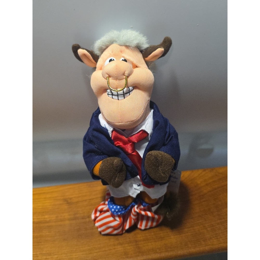 BULL‎ CLINTON plush Famous Meanies NWT beanbag toy 1998 President Bill satire